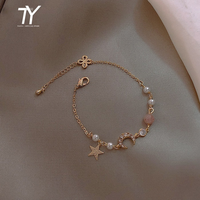 Christmas Gift 2023 new classic Star Moon Bracelet Korean female jewelry student's best friend dream colorful Stone Bracelet Fashion Bracelet