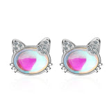 Christmas Gift Opal Cat Stud Earrings For Women Party Wedding Jewelry Pendientes Prevent allergy eh966