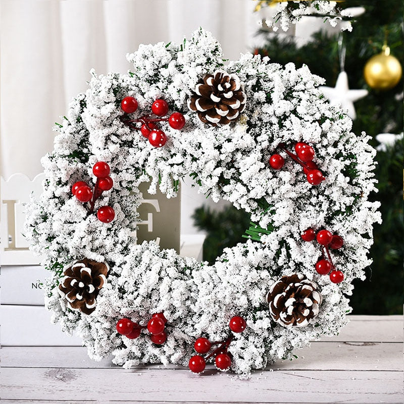 Christmas Gift Outer ring 28cm Christmas Wreath Door Garlands Oranments Merry Christmas Decor For Home 2021 Happy New Year Naviidad Pendants