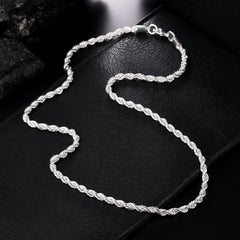 Aveuri Alloy 16/18/20/22/24 Inch 4mm Twisted Rope Chain Necklace For Women Man Fashion Wedding Charm Jewelry