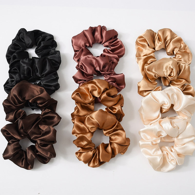 Aveuri Back to school Women Satin Silk Hair Tie Elastic Scrunchies Ponytail Holder Hair Rope Rings New Christmas Hair Accessories