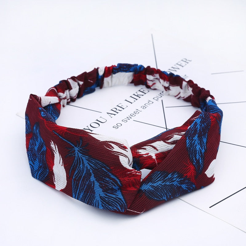 Aveuri 2022 30 Colors Hair Tie For Women Cross Top Knot Elastic Twisted Knotted Headwrap  Chiffon Hairhand Autum Headband Accessories Floral