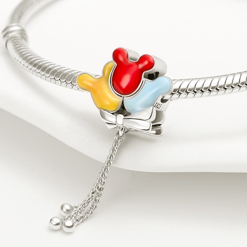 New Silver Color Fits Original Pandach Bracelet Necklace Three Mice Pattern pendants plata de ley Charm Bead Woman DIY Jewelry