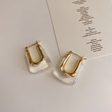 Aveuri 2023 New Trendy Transparent Resin Hoop Earrings for Women Girls Geometric Irregular Metal Acrylic Earrings Party Jewelry