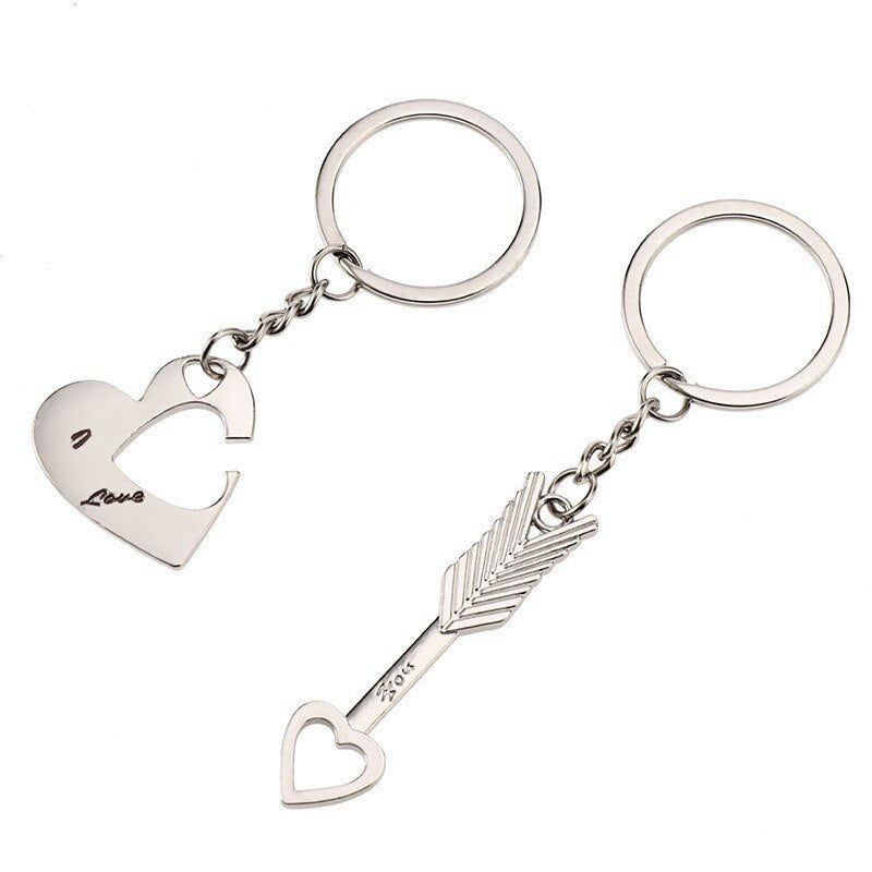 Aveuri Creative Heart-Shaped Key Couple Key Chain Male And Female Pair Of Creative Notes Lovers 2 PCS