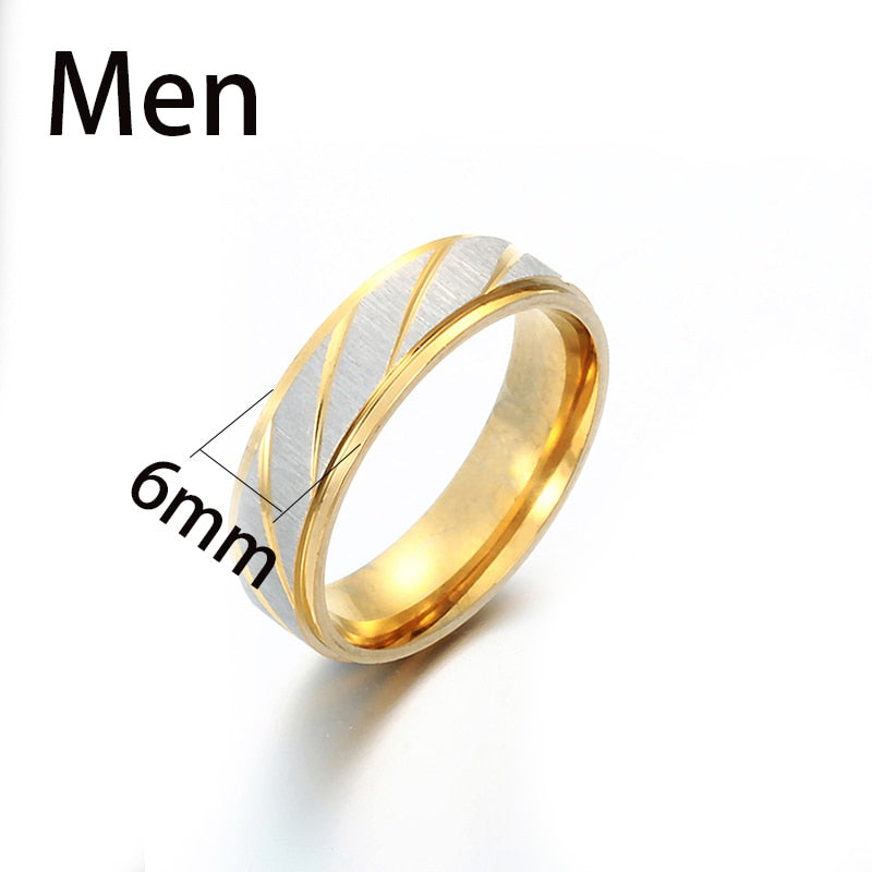 Christmas Gift Auxauxme Titanium Steel Engrave name Lovers Couple Rings Gold Wave Pattern Wedding Promise Ring For Women Men Engagement Jewelry