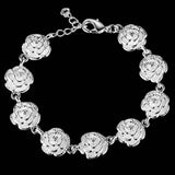 Aveuri  alloy Full Rose Flower Chain Bracelet For Women Wedding Engagement Party Fashion Jewelry