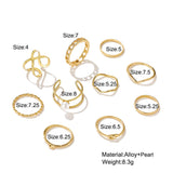 Aveuri 2023 7pcs Fashion Jewelry Rings Set Hot Selling Metal Alloy Hollow Round Opening Women Finger Ring For Girl Lady Party Wedding Gifts