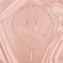 Tocona Simple Style Gold Stick Drop Earrings Geometry Pendant Necklace for Women Charms Alloy Metal Wedding Jewelry Set 19752