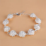 Aveuri  alloy Full Rose Flower Chain Bracelet For Women Wedding Engagement Party Fashion Jewelry