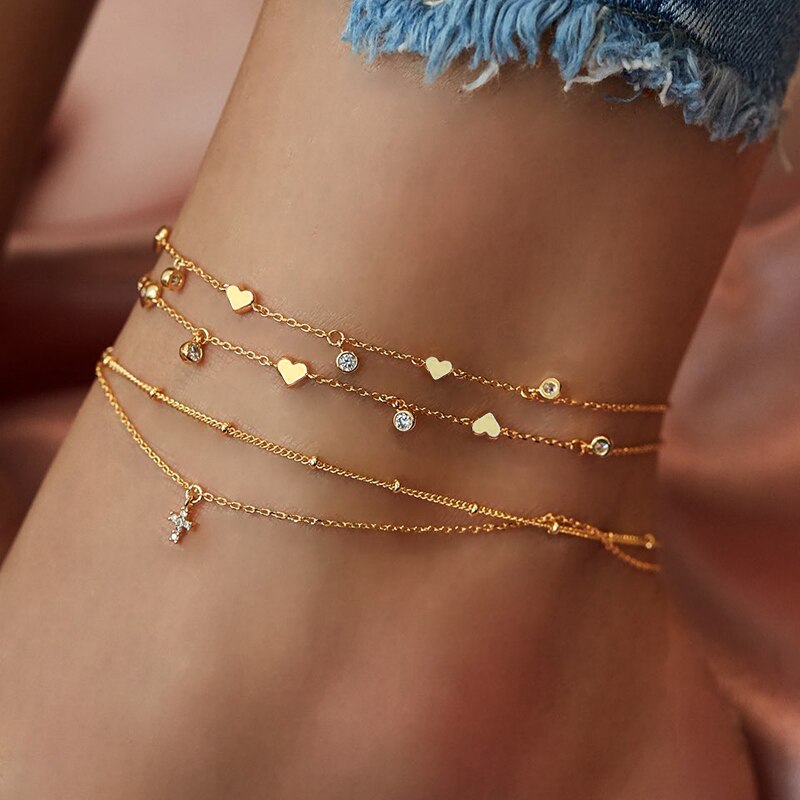 Christmas Gift EN Fashion Multilayer Cute Butterfly Anklets for Women Bohemian Simple Anklet Gold Color Chain Ankle Bracelet on Leg