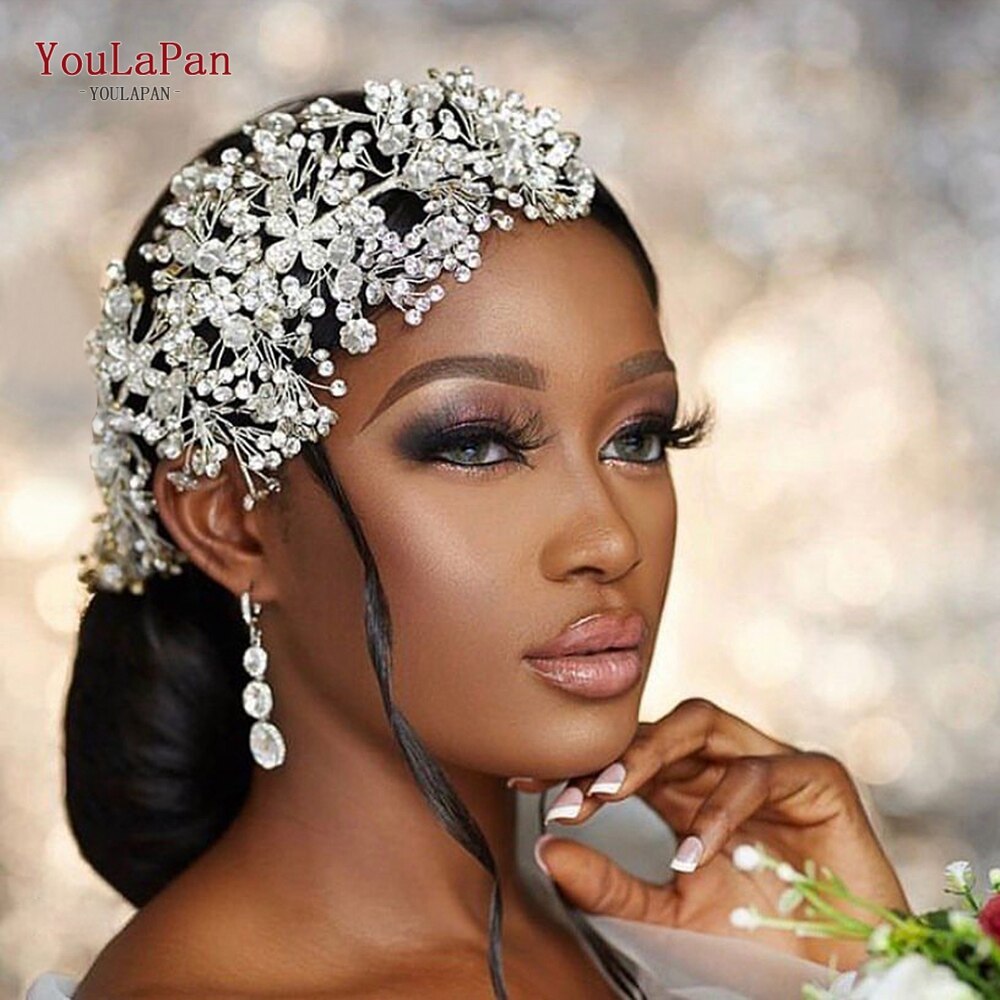 Aveuri HP240 Artificial Wedding Hair Accessories Exquisite Bridal Floral Headbands Wedding Big Crown For Bride Tiara Headwear