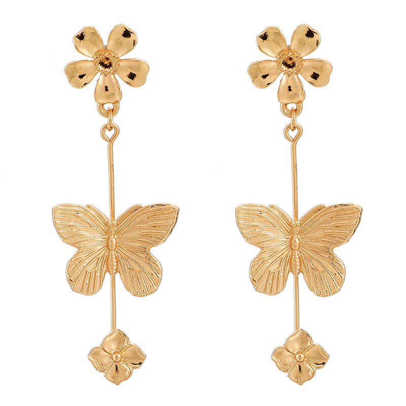 Aveuri Elegant Pretty Flowers Dangle Earrings for Women Fashion Lovely Butterfly Drop Earrings Jewelry Accessories 9140
