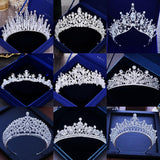 Aveuri Diverse Silver Color Gold Crystal Crowns Bride tiara Fashion Queen For Wedding Crown Headpiece Wedding Hair Jewelry Accessories