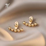 Christmas Gift Design Sense Back Hanging Gold Bean Earrings For Woman 2023 Korean Fashion Jewelry Unusual Accessories For New Goth Party Girls