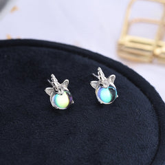 Christmas Gift Unicorn Opal Stud Earrings For Women Party Anniversary Jewelry Pendientes eh473