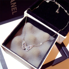 Christmas Gift Butterfly Necklaces Pendants For Women Cubic Zirconia Luxury Clavicle Chain Temperament Jewelry Necklace