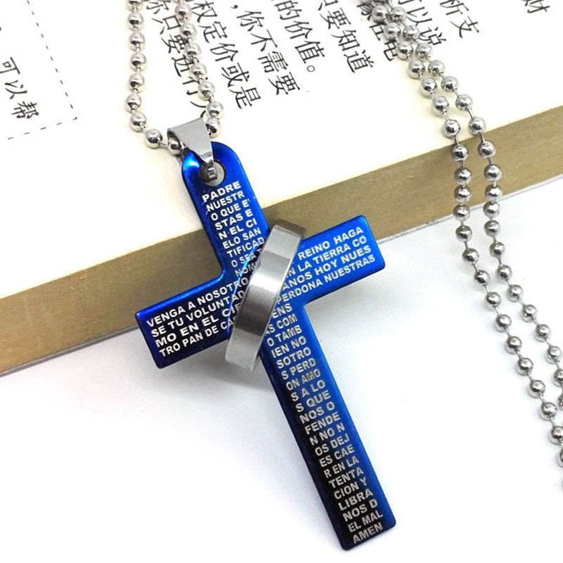NEW Fashion Stainless Steel Pendant Christian Bible Prayer Cross Pendant Men Necklace Charming Gifts Jewelry Gifts 2023