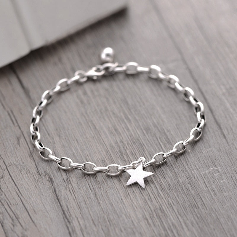 Christmas Gift Vintage alloy Star Bead Charm Women's Bracelet &Bangle For Wedding Jewelry Party SL308