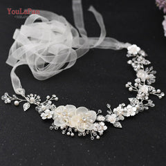 Aveuri SH275 Bridal Belt Silver Rhinestone Sash Belt For Wedding Dress Belts Girls Pearl Belts Bridesmaid Flower Bridal Belt