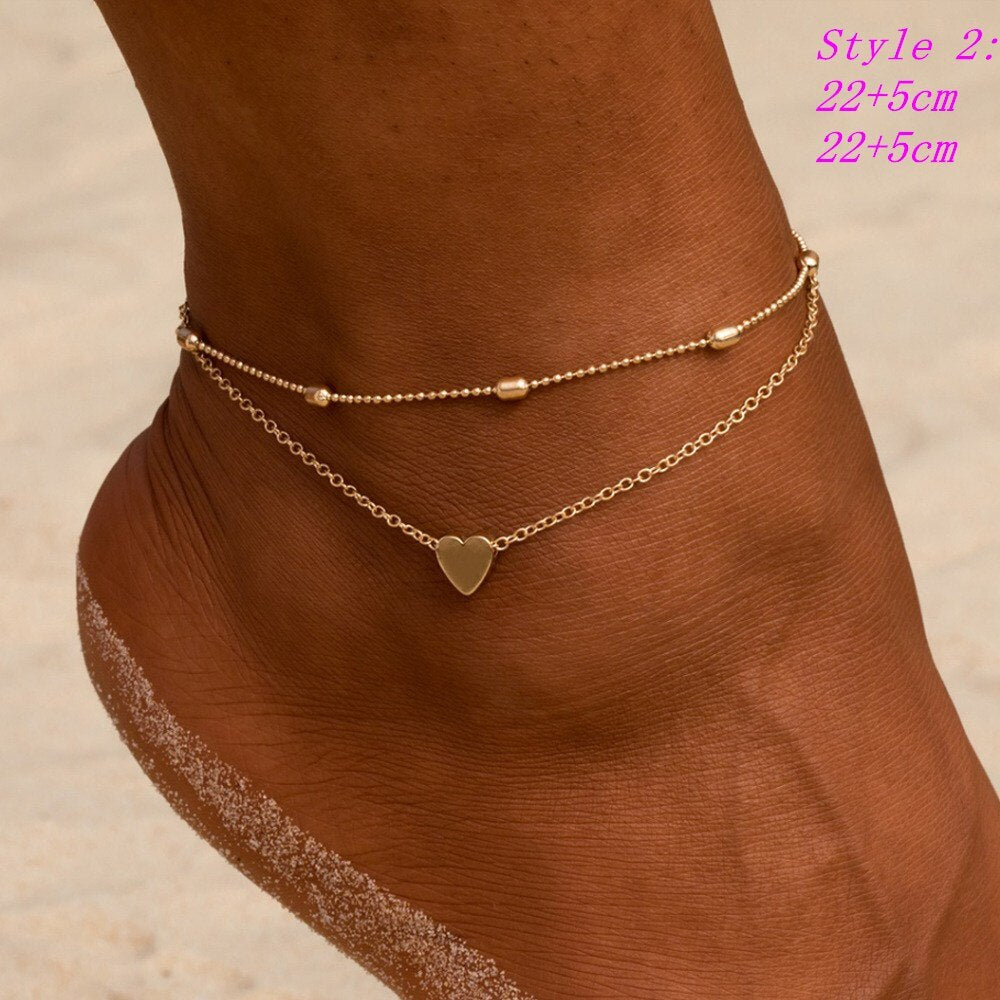 Women Multilayer Anklets Bracelet Pineapple Summer Holiday Beach Leg Chain Fashion Foot Jewelry Accessories AM3081