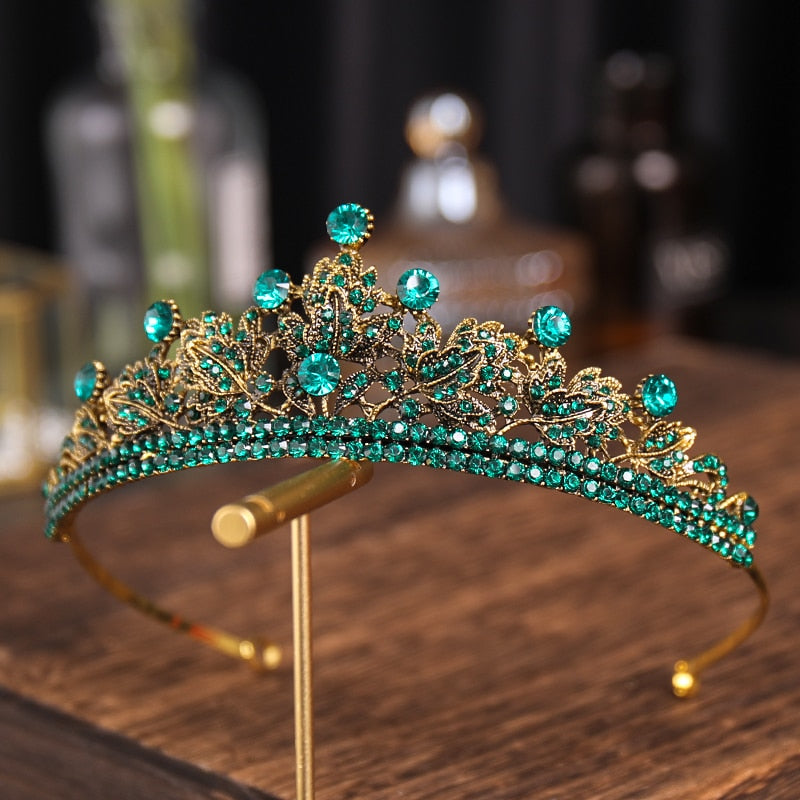 Christmas Gift Vintage Baroque Crown Tiara Diadem  Wedding Crystal Rhinestone Crown And Tiaras Bridal Hair Jewelry Wedding Hair Accessories