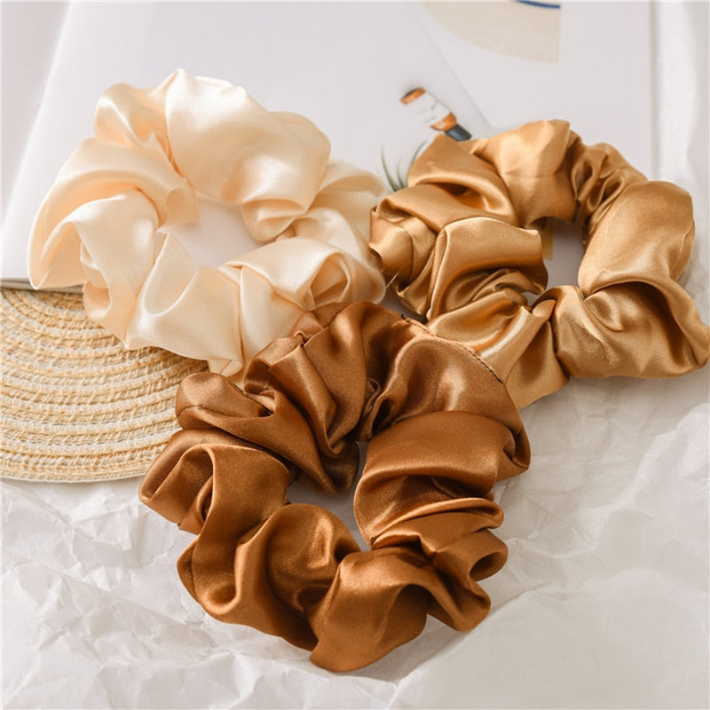 Aveuri Back to school Women Satin Silk Hair Tie Elastic Scrunchies Ponytail Holder Hair Rope Rings New Christmas Hair Accessories