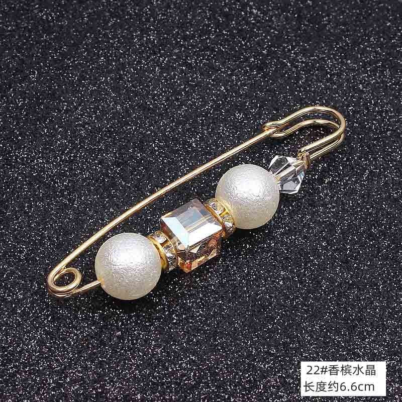 Lapel Pin Women Simulated-Pearl Pendant Pins Crystal Rhinestone Brooch For Woman Scarf Buckle Clips Hat Clothes Multipurpose Pin