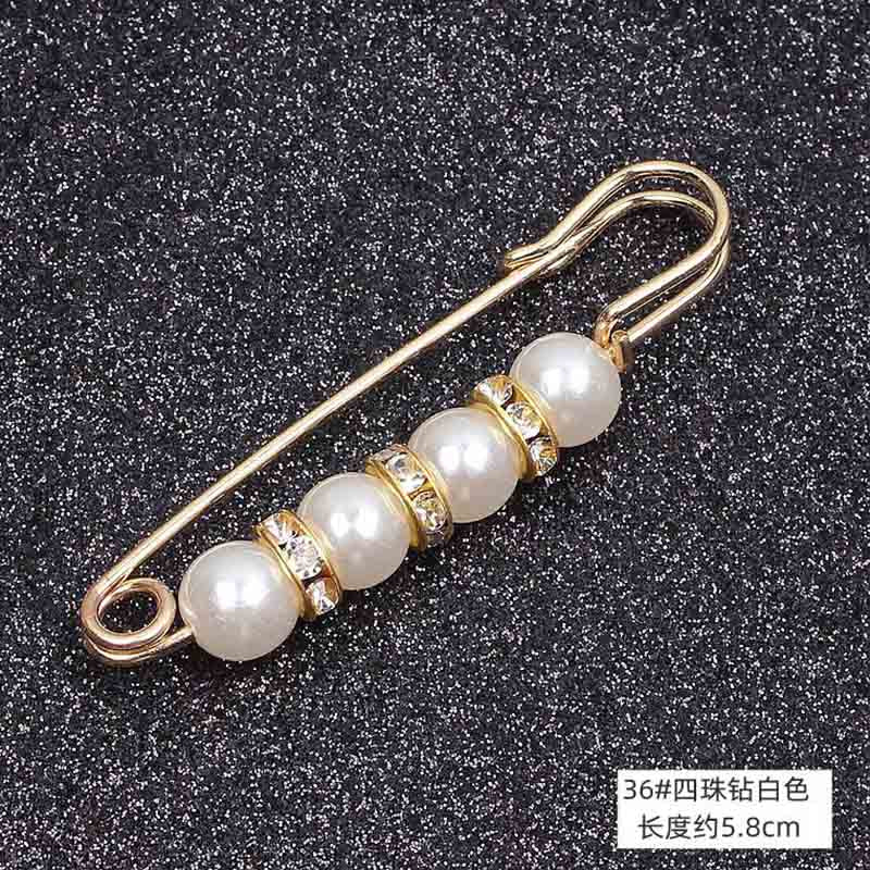 Lapel Pin Women Simulated-Pearl Pendant Pins Crystal Rhinestone Brooch For Woman Scarf Buckle Clips Hat Clothes Multipurpose Pin