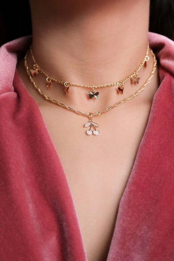 Ins Gold Butterfly Necklaces & Pendants 2023 Fashion Vintage Chain Choker Necklace for Women Collier Femme Party Jewelry Gifts