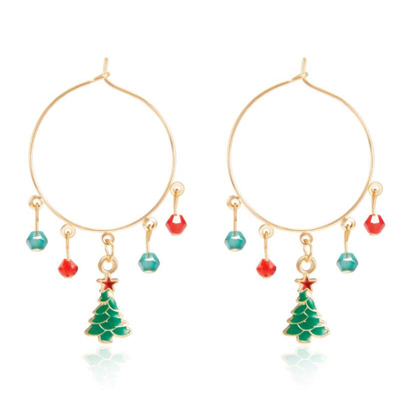 Christmas Gift New Trendy Statement Christmas Tree Earrings For Women Santa Claus Snowman Drop Earrings Jewelry Girls Christmas Gifts Wholesale