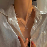 Christmas Gift Boho Double Layer Geometric Charm Pendant Choker Necklace For Women Statement Wedding  Jewelry dz241