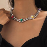 Aveuri Kpop Miami Cuban Chunky Choker Necklace for Women Geometric Luxury Crystal Thick Chain Necklace Statement Jewelry Gift