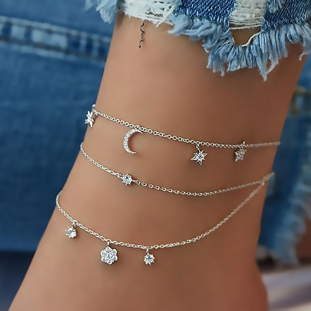 Aveuri Bohemia Chain Anklets for Women Foot Accessories 2023 Summer Beach Barefoot Sandals Bracelet ankle on the leg Female