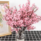 Aveuri Silk Gypsophila Artificial Flowers for Decoration Home Plastic Stem Bride Wedding Bouquet Mariage Cherry Blossom Fake Flower DIY