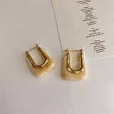 Aveuri 2023 New Trendy Transparent Resin Hoop Earrings for Women Girls Geometric Irregular Metal Acrylic Earrings Party Jewelry