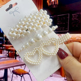 Set Fashion Simulated Pearls Hair Clips Pin For Women Geometric Flower Barrettes Headwear Girls Sweet Hairpins Hair Accessories