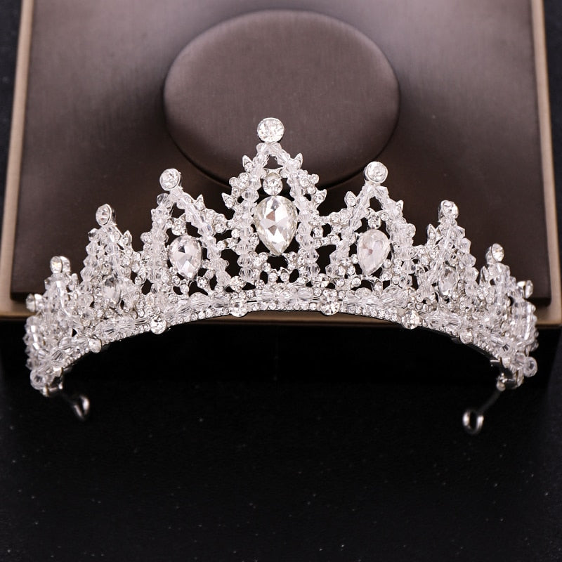 Aveuri Wedding Crown Bridal Headpiece Gold Silver Color Rhinestone Crystal Diadem Queen Crown Princess Tiaras Wedding Hair Jewelry