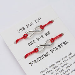 Christmas Gift 2pcs/set ONE FOR YOU ONE FOR ME Together Forever Love Infinity 8 Charm Bracelet Red String Couple Bracelets Lovers Wish Jewelry