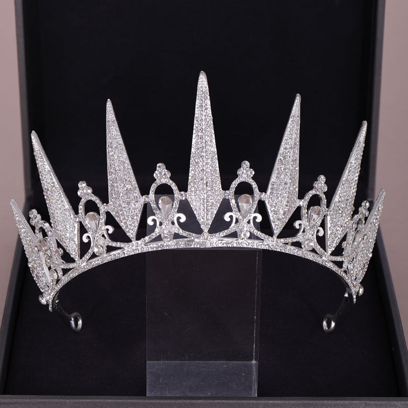 Aveuri Back to school Trendy Silver Color Diadems Crystal Rhinestone Crowns Queen Tiaras And Crowns Wedding Hair Accessories Princess Women Jewelry