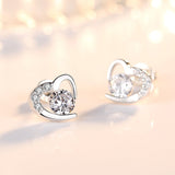 Christmas Gift alloy Stud Earrings High Quality Woman Fashion Jewelry New Heart-shaped Amethyst Zircon Hot Sale Earrings