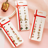 Christmas Gift 8pcs/set Christmas Earrings Jewelry Accessories Set Cute Santa Claus Snowman Tree Bell Christmas Gifts For Women Girls Kids