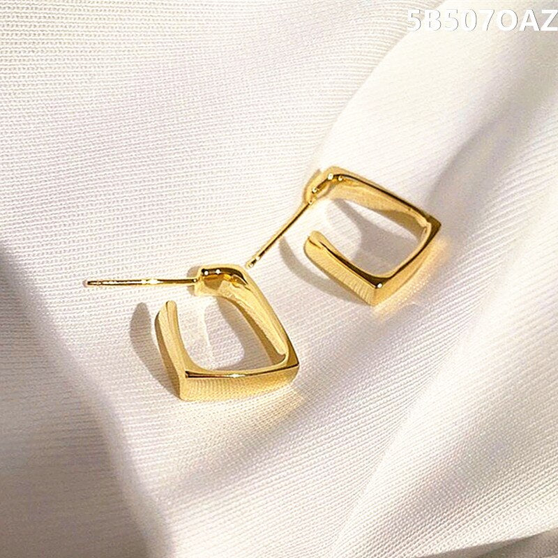 AVEURI Golden Hoop Earrings Korean Geometry Metal Gold Earrings For women Female Retro Drop Earrings 2023 Trend Fashion Jewelry