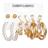 Christmas Gift EN Trendy Gold Silver Color Snake Butterfly Hoop Earrings Set For Women Pearl Resin Earring 2023 Trend Brincos Party Jewelry
