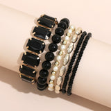 AVEURi 2023 Bohemian Ethnic Imitation Pearl Strand Bracelet Sets For Women Girls Sweet Multilayer Korean Acrylic CCB Beads Bracelet
