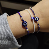 Christmas Gift Rinhoo New Fashion Handmade Vintage Rhinestone Palm Blue Evil Eye Pendant Link Chain Bracelet For Women Men Good Luck Bracelet