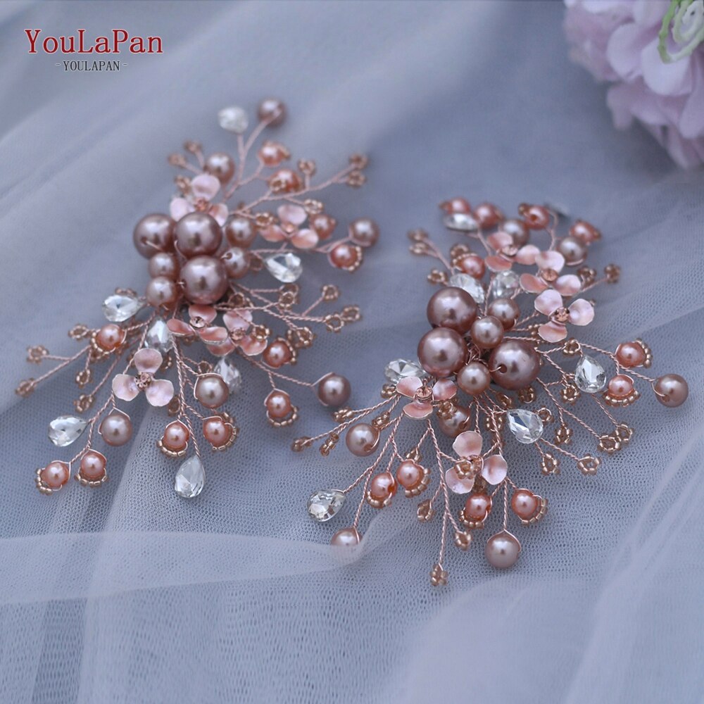 Aveuri 2Pcs/Lot White Wedding Shoes Clips For Bride Wedding Flower Girl Golden Shoes Buckle  Flower Bridal High Heels Clips