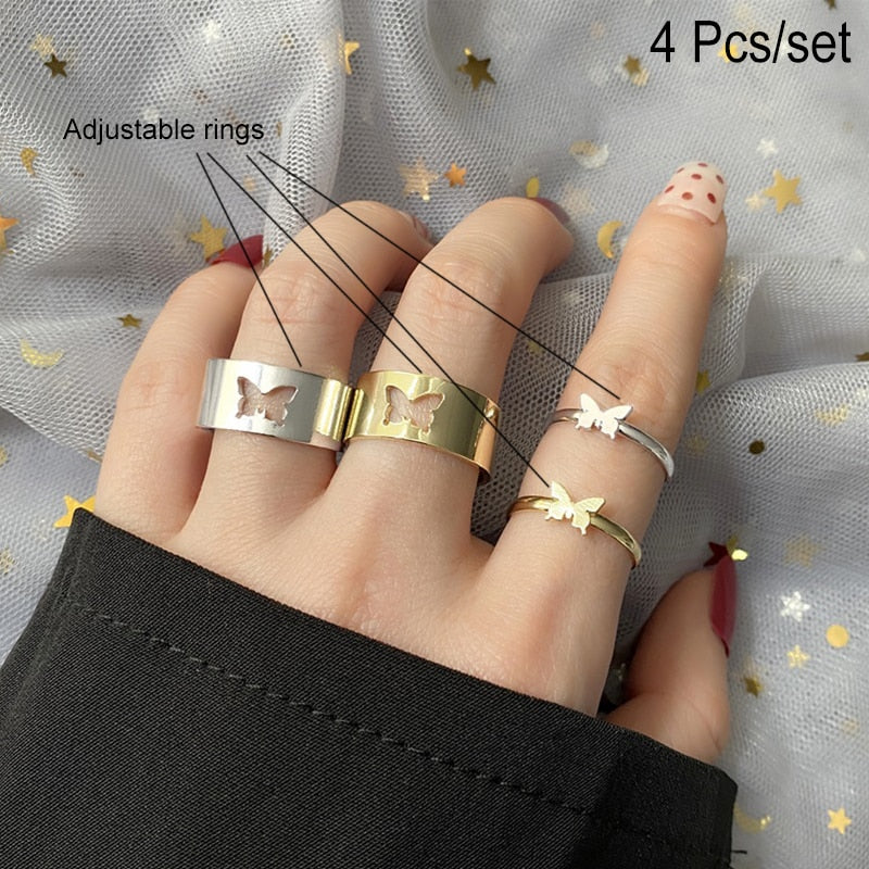 Aveuri Christmas Gift Women Gold Twist Pearl Pearl Rings Set Fashion Geometric Hollow Crystal Ring For Women Heart Joint Rings Boho Jewelr Accessories