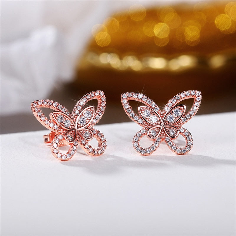 Graduation gift Fashion Women's Butterfly Stud Earrings Piercing Stylish Accessories Party Daily Wear Girls Earrings Fancy Gift Jewelry