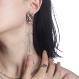 Korean Colorful Moonstone Goth Drop Earrings 2023 Trend More Layer Long Tassel Chain Dangle Earring For Women Girl Gift Jewelry